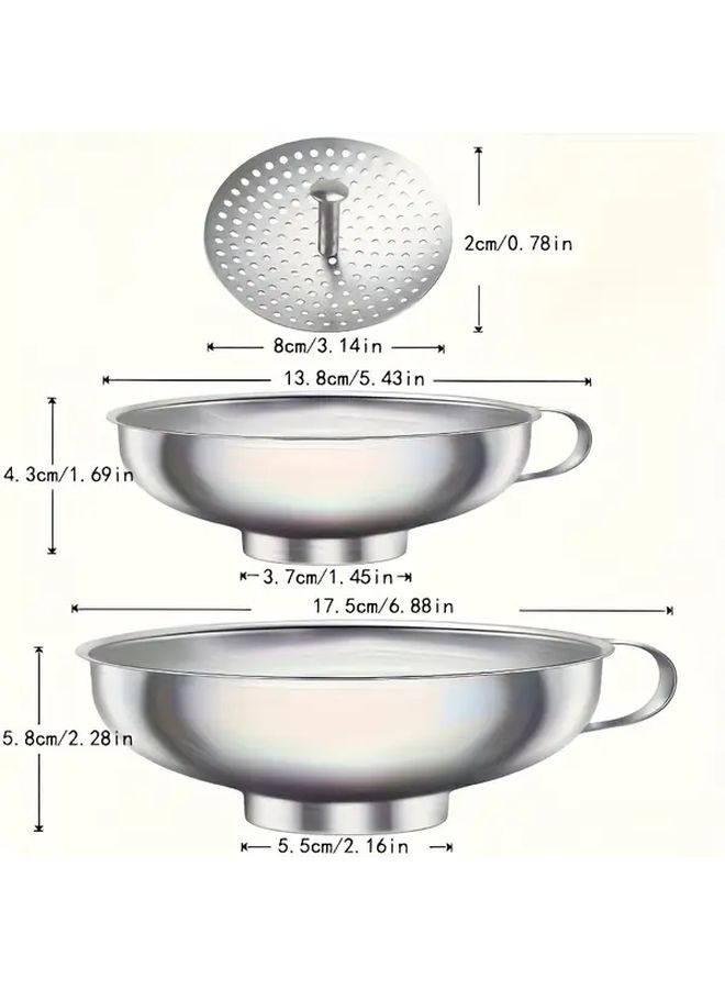 3Pcs Stainless Steel Canning Funnels With Strainer Wide Mouth Dishwasher Safe - Image 3