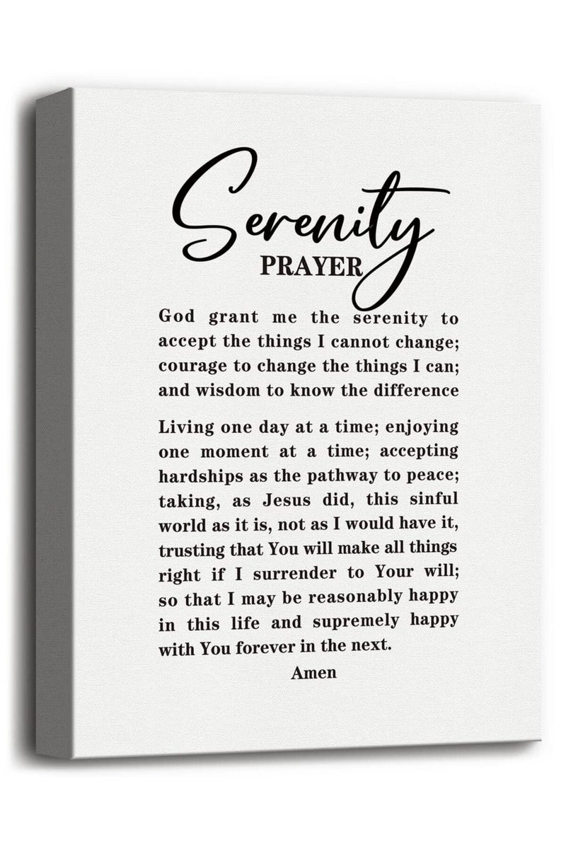 WKYAER The Serenity Prayer Canvas Wall Art Decor, Christian Canvas Prints Poster Wall Art, God Grant Me The Serenity To Accept The Things I Cannot Change, Christian Family Religious Home Decor Saying 12x15 - Image 1