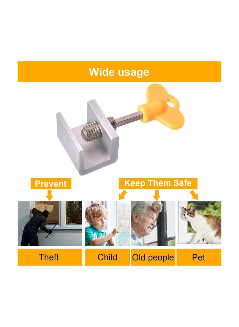 4 Pieces Safety Adjustable Sliding Security Window Locks with Keys and Plastic  - Image 3