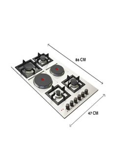 kitchen Line Surface 6 Burners 4 Gas 2 Electric 90 cm Heavy  Italian Steel | JE4008  - Image 2