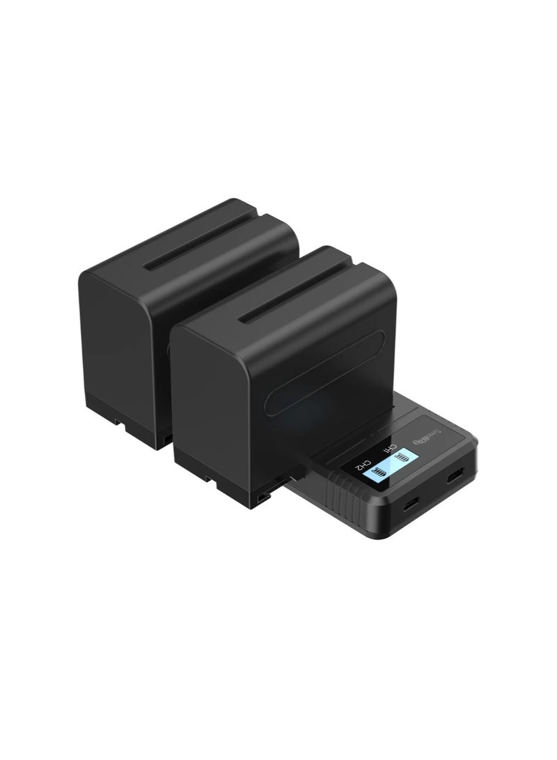 SmallRig NP-F970 Battery and Charger Kit – 7800mAh High-Capacity Replacement Batteries with Dual Charger for Sony NP-F970/NP-F750/NP-F550, Compatible with Sony FX3, A7 IV, A7S III, Canon R5/R6, Nikon Z8, LED Lights & Monitors - Image 1