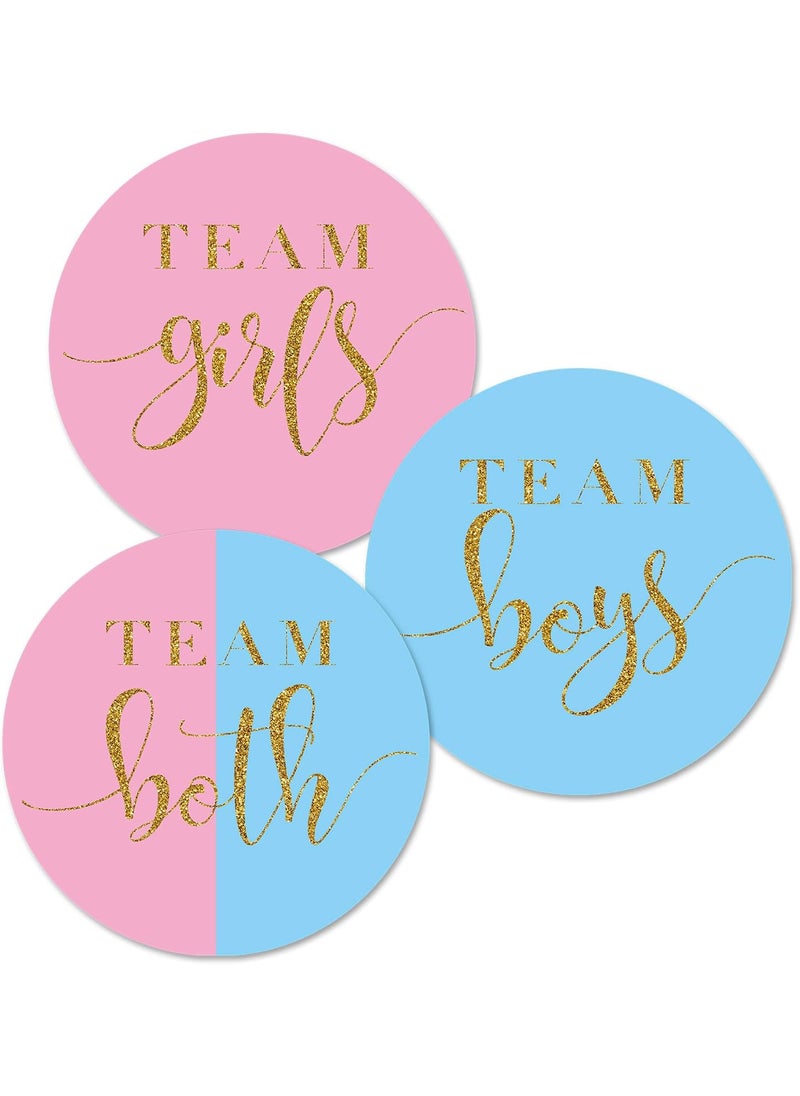 MAGJUCHE MAGJUCHE Gold Glitter Twin Gender Reveal Stickers 60 pcs 2inch Paper Matte Finish Easy to Use for Baby Shower Party Decorations  - Image 1