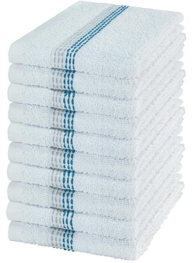 DecorRack 10 Pack 100% Cotton Washcloths, 12x12 inch White Dotted Soft Cotton Face Towels, Absorbent & Durable Wash Cloth Set for Bathroom, Spa, Gym & Travel, Blue (Pack of 10) - Image 4