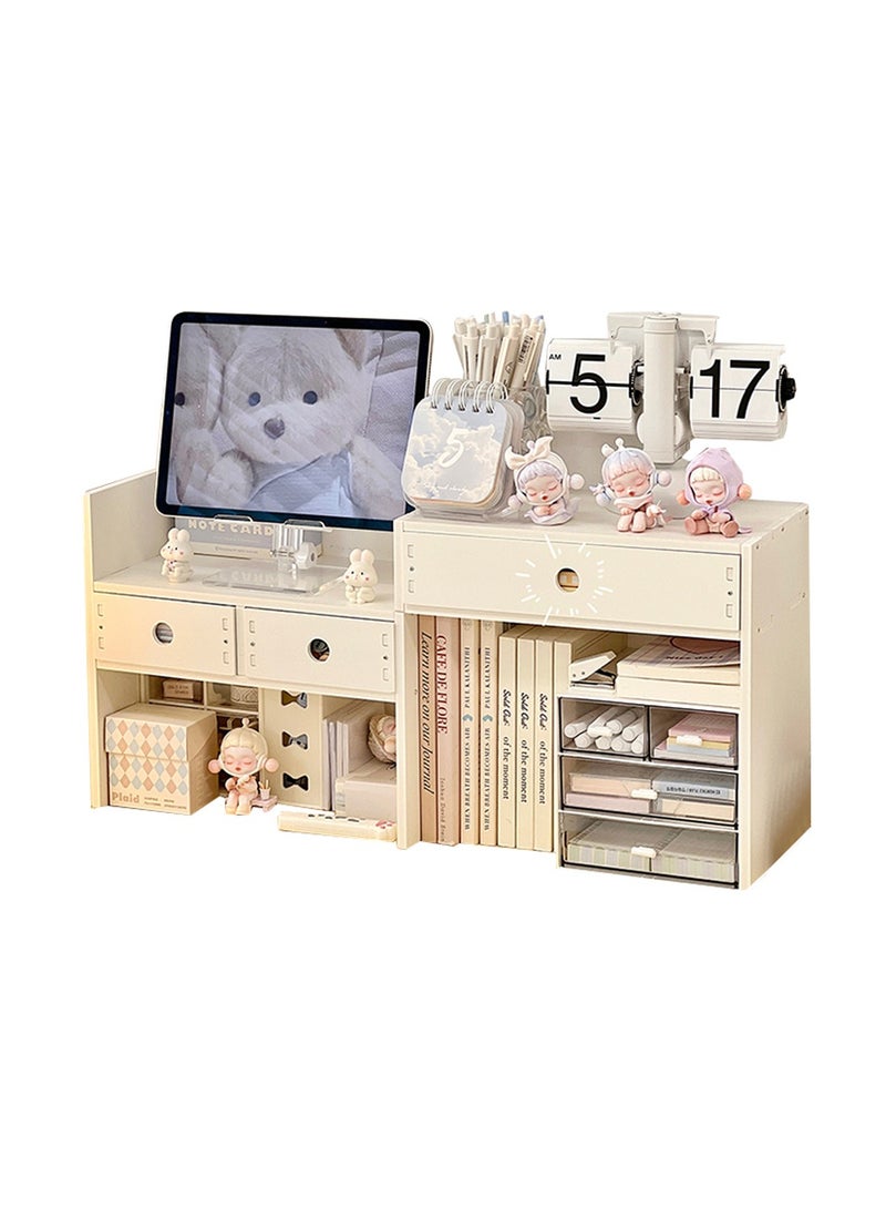 Kidle White Desktop Organizer with Drawer - Home Countertop Storage - Paper Wood Bill Letter Mail Organizer for Office Desk Accessories & Workspace Organizers - Image 1