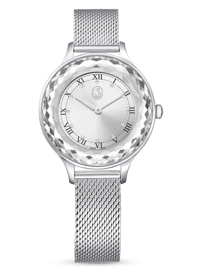 SWAROVSKI ساعة سواروفسكي أوكتيا نوفا بقرص فضي وسوار شبكي من الفولاذ - Image 1