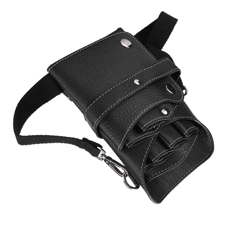 Hairdressing Tool Bag: Black PU Leather - Large Storage Space Detachable Strap Portable Waist Bag for Professional Hairdressers Travel Work - Image 3