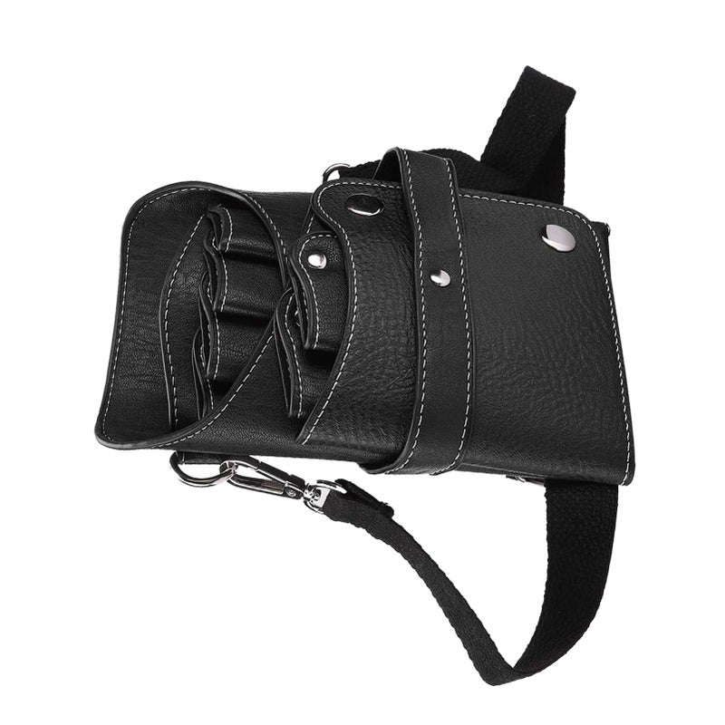 Hairdressing Tool Bag: Black PU Leather - Large Storage Space Detachable Strap Portable Waist Bag for Professional Hairdressers Travel Work - Image 4