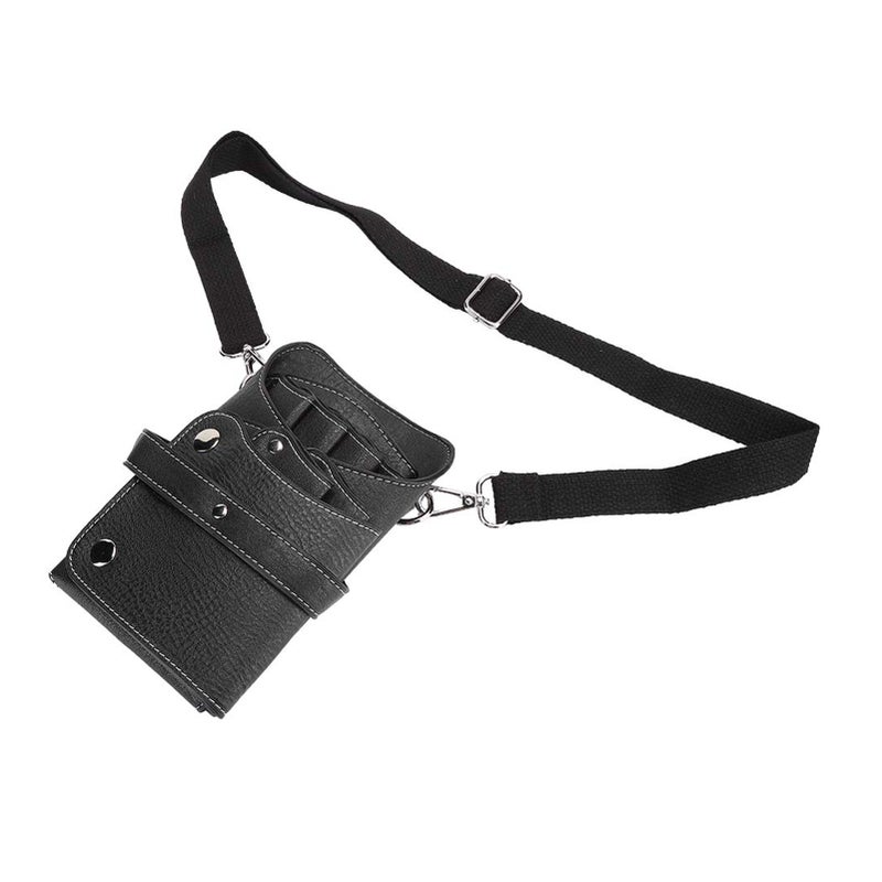 Hairdressing Tool Bag: Black PU Leather - Large Storage Space Detachable Strap Portable Waist Bag for Professional Hairdressers Travel Work - Image 5