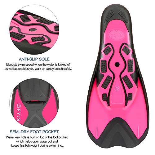 F FYJS Short Swim Fins, Travel Size Diving Flippers with Mesh Carrying Bag for Adult Men Women - Image 3