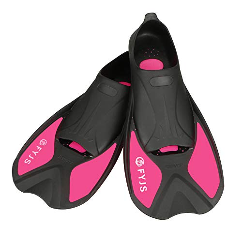 F FYJS Short Swim Fins, Travel Size Diving Flippers with Mesh Carrying Bag for Adult Men Women - Image 1