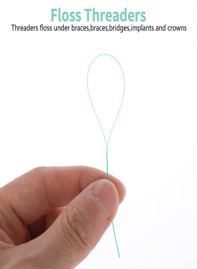 WLLHYF 100 Pcs Floss Threaders Multifunctional Deep Clean Floss for Braces, Bridges, and Implants Dental Threader (Green) - Image 3