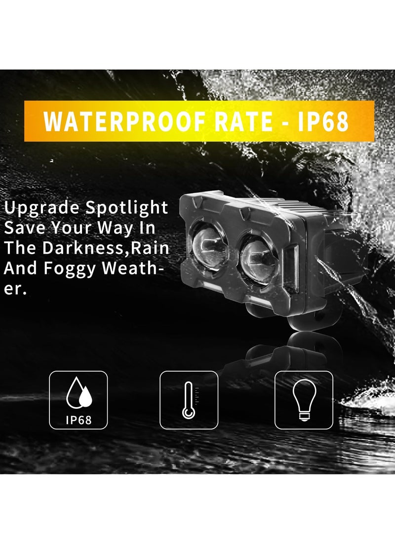 Excefore - LED Motorcycle Auxiliary Lights, 2 Pcs Universal Mini LED Headlights Fog Lights, Dual Color Motorcycle Driving Lights, for ATV UTV SUV E-Bike Truck Boat Tractor - Image 1