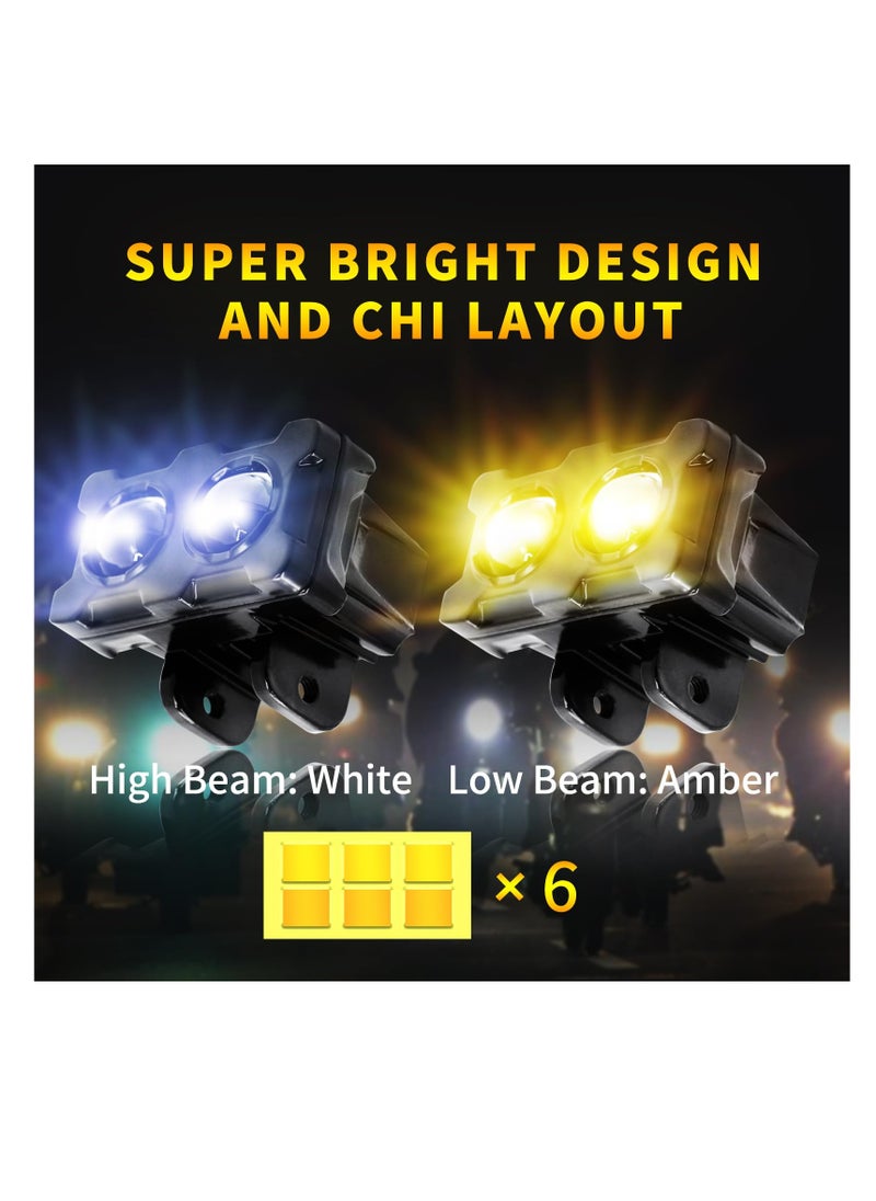 Excefore - LED Motorcycle Auxiliary Lights, 2 Pcs Universal Mini LED Headlights Fog Lights, Dual Color Motorcycle Driving Lights, for ATV UTV SUV E-Bike Truck Boat Tractor - Image 1