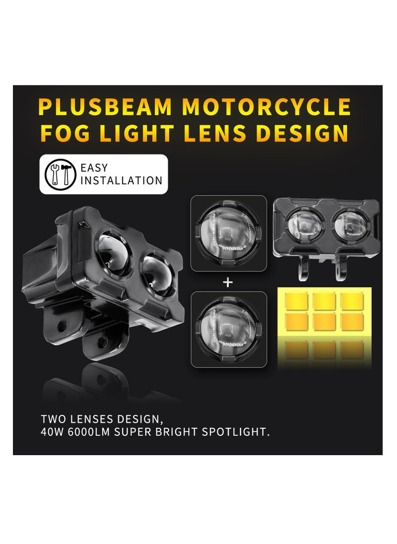 Excefore - LED Motorcycle Auxiliary Lights, 2 Pcs Universal Mini LED Headlights Fog Lights, Dual Color Motorcycle Driving Lights, for ATV UTV SUV E-Bike Truck Boat Tractor - Image 1