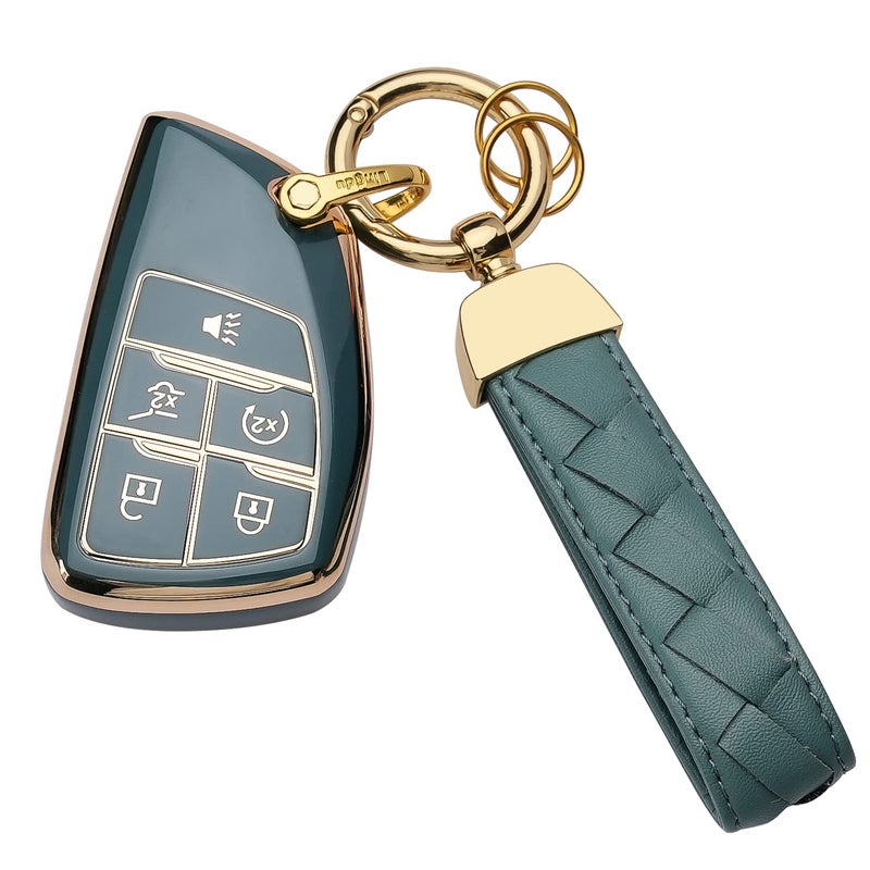 Bqepe for Chevrolet Key Fob Cover Keychain Fit for 20212025 GMC Silverado Sierra 1500 2500HD 3500HD Smart Key Shell Case Black 5 Button