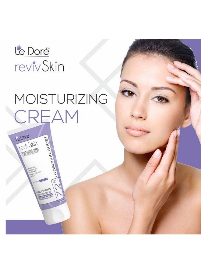 Le Dore Revivskin Moisturizer Clinically Proven 72Hrs Deep Hydration Cream With Hyaluronic Acid Ceramide Vitamin E Aloe Vera Cocoa Shea Butter Oatmeal For All Skin Types Face And Body (100 Ml) - Image 3