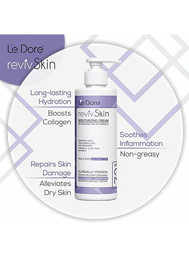 Le Dore Revivskin Moisturizer Clinically Proven 72Hrs Deep Hydration Cream With Hyaluronic Acid Ceramide Vitamin E Aloe Vera Cocoa Shea Butter Oatmeal For All Skin Types Face And Body (100 Ml) - Image 4