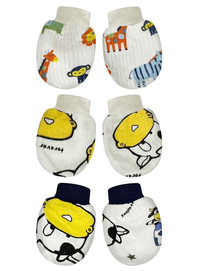 MARGOUN 3 Packs Newborn Baby Mittens Anti Scratch Baby Mittens No Scratch Mittens Baby Gloves for 0-6 Months Boys Girls Multicolour  - Image 2