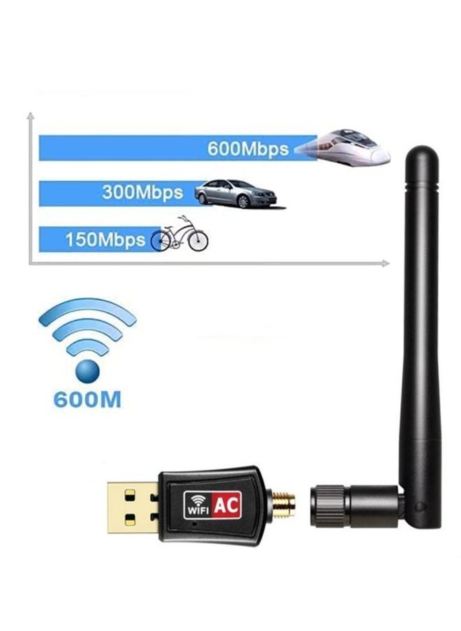 Generic USB Wifi Dongle for PC High Speed 600Mbps USB Wifi Adapter Dual Band 2.4/5.8GHz USB Wifi Computer Internet Adapter for Mac/PC/Desktop/Laptop/Tablet, Supports Windows 11/10/8/7/Vista/XP/2000  - Image 2