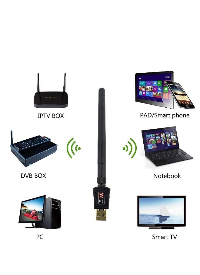 Generic - USB Wifi Dongle for PC High Speed 600Mbps USB Wifi Adapter Dual Band 2.4/5.8GHz USB Wifi Computer Internet Adapter for Mac/PC/Desktop/Laptop/Tablet, Supports Windows 11/10/8/7/Vista/XP/2000 - Image 1