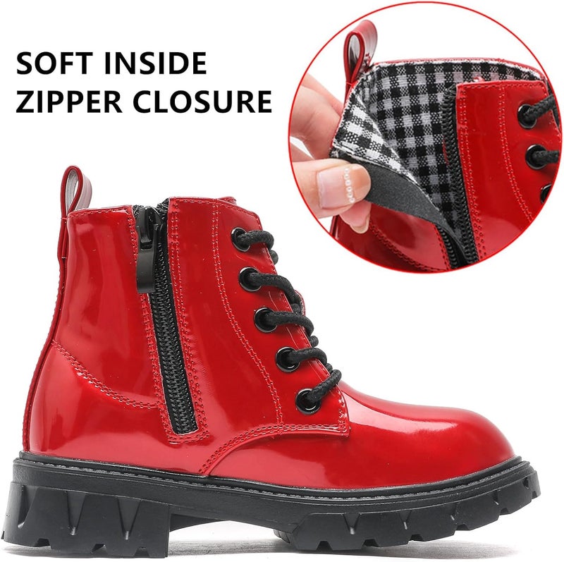 DADAWEN Boys Girls Glitter Ankle Boots Lace Up Waterproof Combat Shoes With Side Zipper for Toddler/Little Kid/Big Kid - Image 4