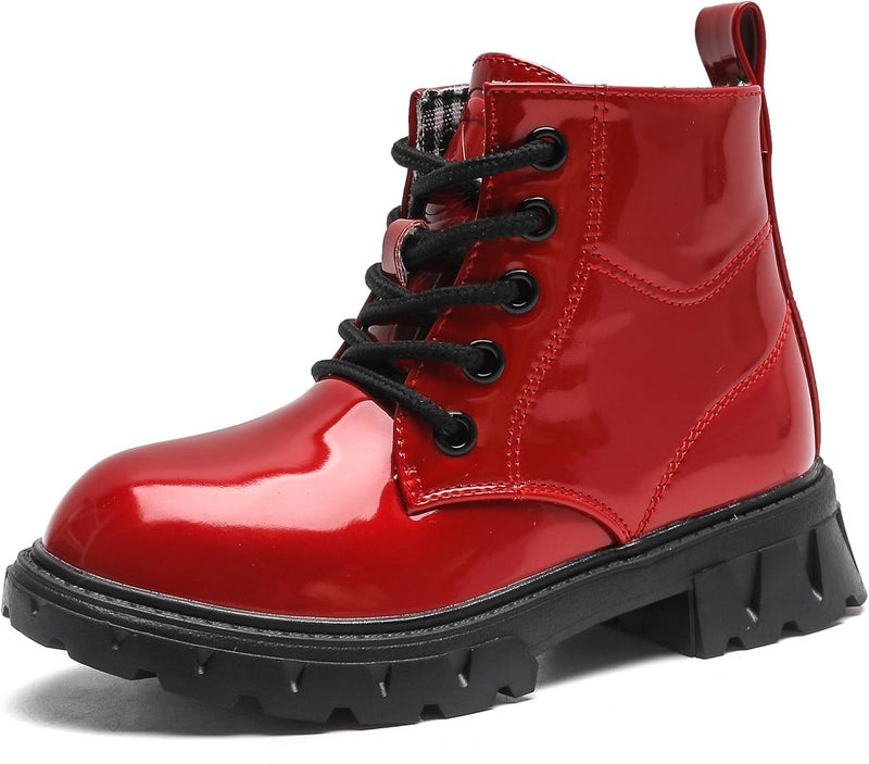 DADAWEN Boys Girls Glitter Ankle Boots Lace Up Waterproof Combat Shoes With Side Zipper for Toddler/Little Kid/Big Kid - Image 1