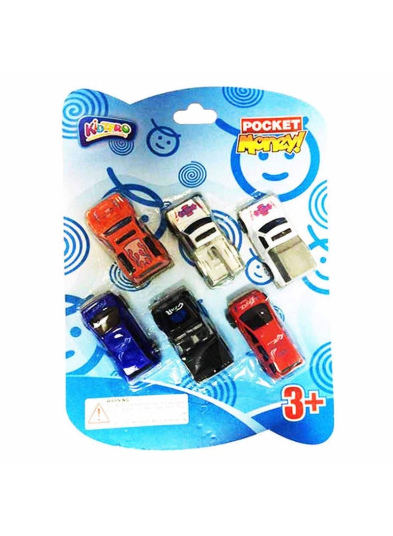 Kidzpro Pocket Money Free Wheel Racing Car Multicolour Pack of 6
