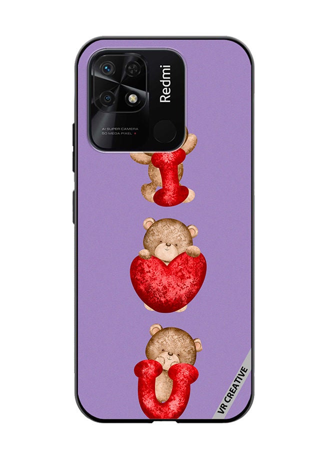 VR CREATIVE Protective Case Cover For Xiaomi Redmi 10C Bear I Love You Design Multicolour - Image 1