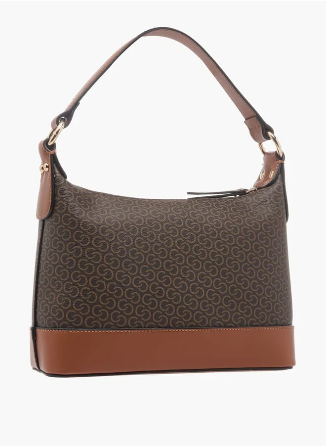 Celeste Women's Monogram Print Shoulder Bag with Adjustable Strap and Zip Closure