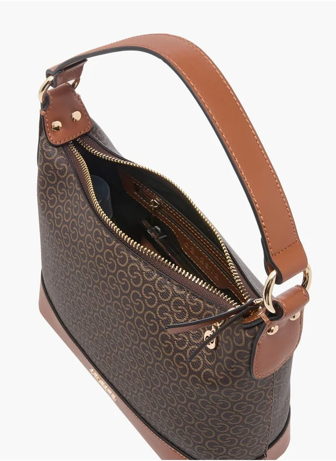 Celeste Women's Monogram Print Shoulder Bag with Adjustable Strap and Zip Closure