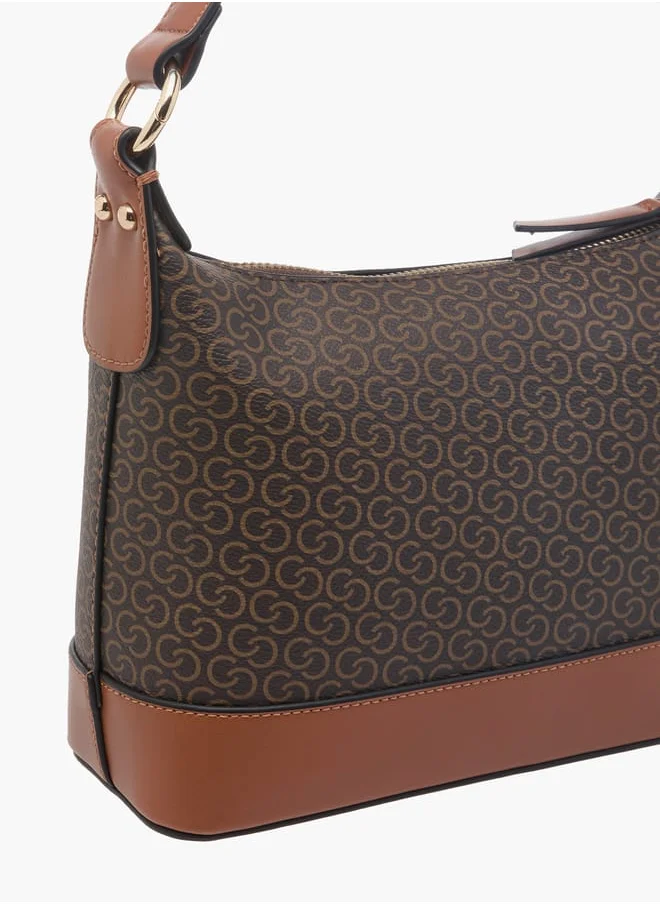 Celeste Women's Monogram Print Shoulder Bag with Adjustable Strap and Zip Closure