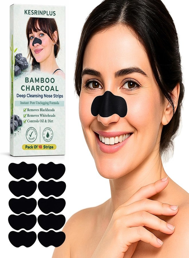 Kesrinplus Blackhead Removal Nose Strips for Men & Women | Charcoal Purifying Pore Cleansing Nasal Patch | Blackhead Remover Strips | Unclog Pores, Remove Dirt & Oil, Nose Pore Cleansing Strips (Pack of 10) - Image 1
