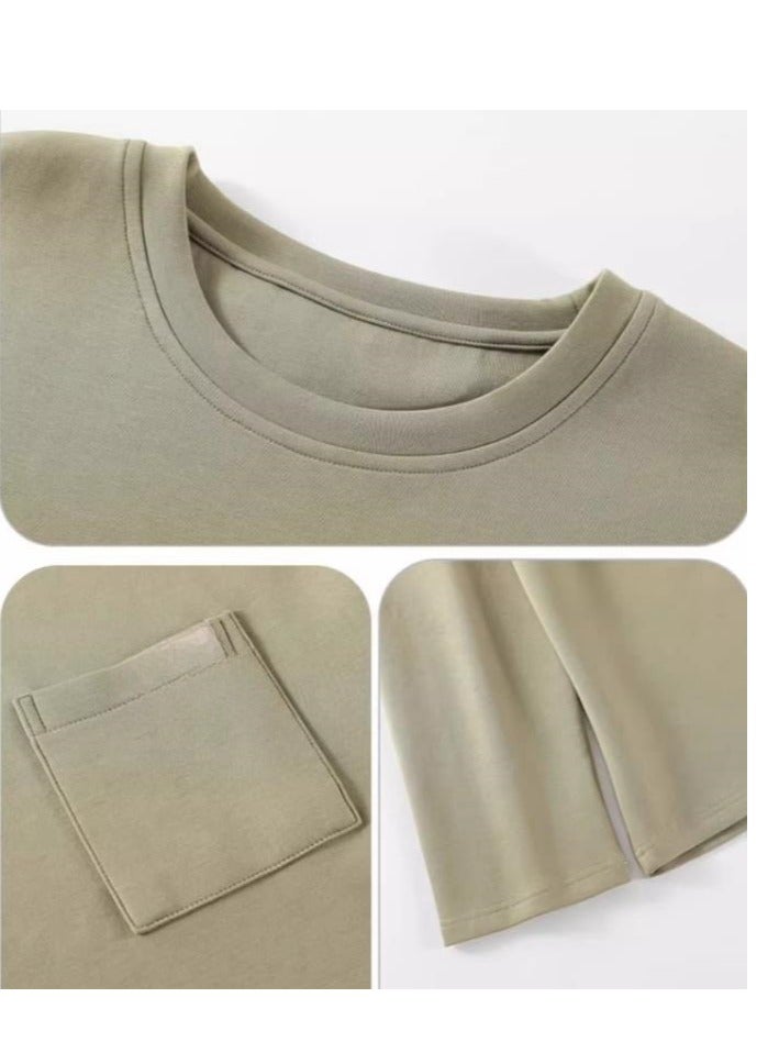 MIIOW Men's Pure Cotton Long Sleeved Casual Simple Round Neck Home Suit Set - Image 3