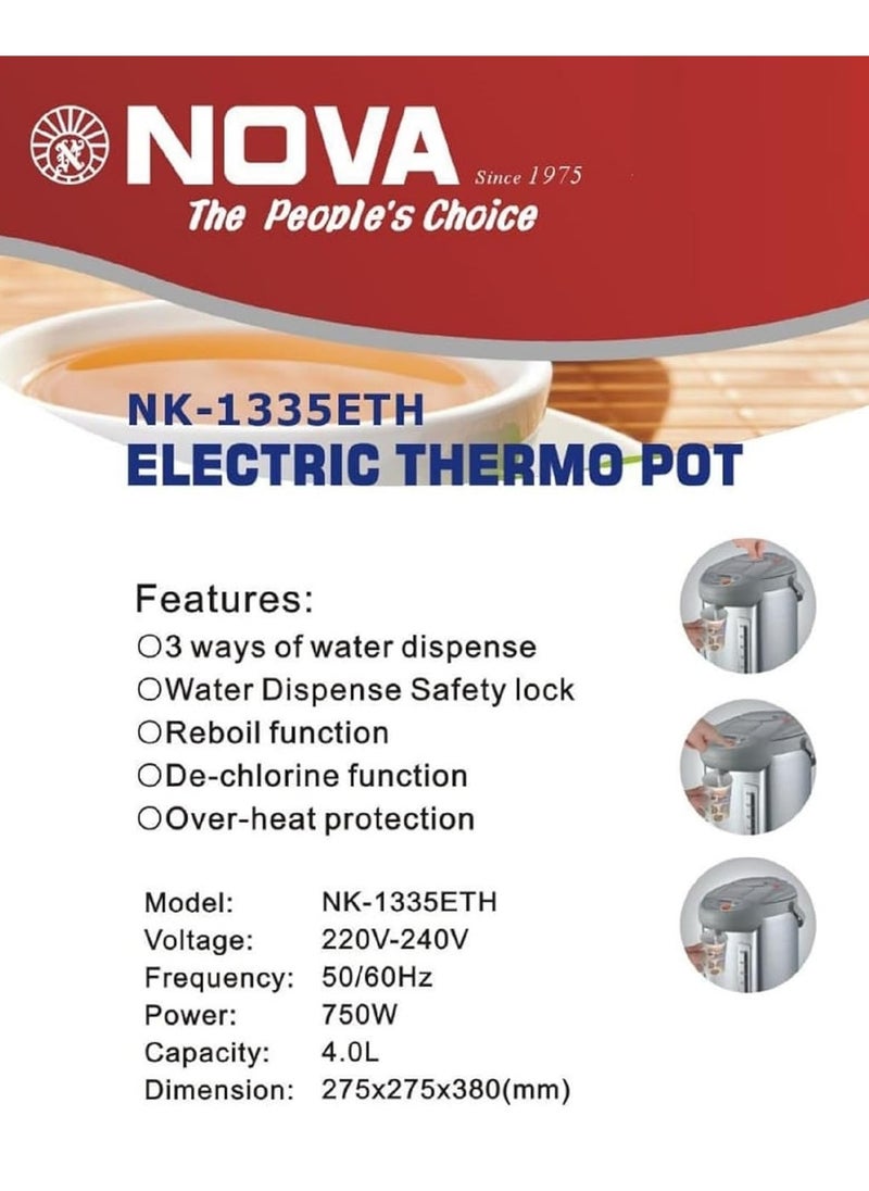 NOVA - Hot Water Dispenser Thermo Pot With Re-Boil, Keep Warm Function. 750 Watts" 4.0Litres - Image 1