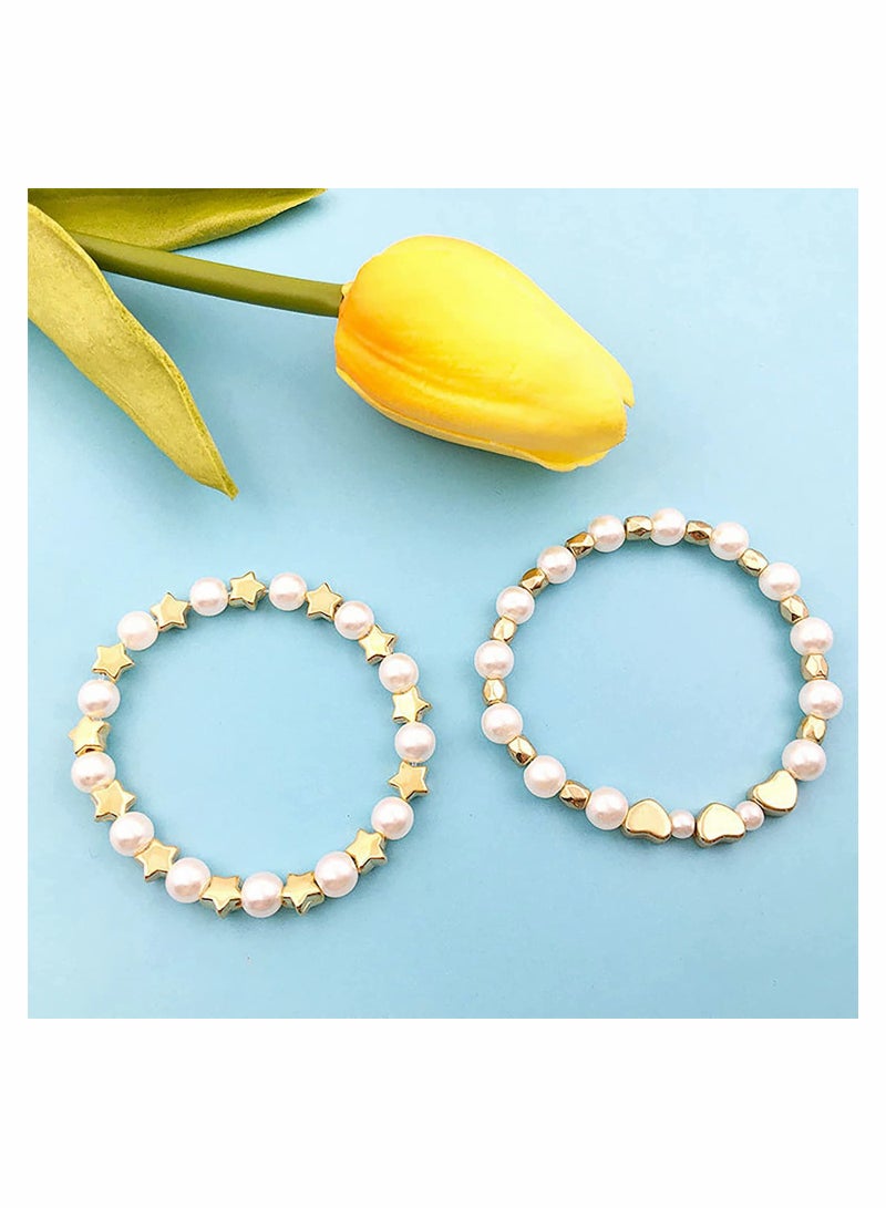 Spacer Beads Set Bracelet Beads and Pearl 15 Grids 720Pcs Small Smooth Bead Gold Star Beads Round Disc Beads for DIY Craft Making Jewelry Bracelet - Image 4
