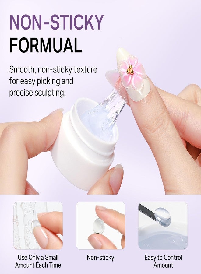 MIZHSE 3D Nail Gel for Nail Art, 2PCS Clear 3D Sculpting Molding Gel for Sculpture with Nail Charm 5-in-1 Non-Sticky Solid Builder Gel for Beginner Home DIY Manicure - Image 5