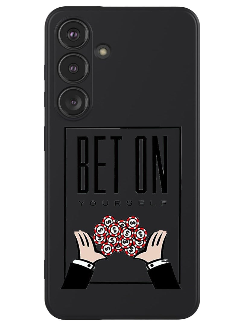 Theodor Protective Slim Fit Case Liquid Silicone Cover with Full Body Protection Anti-Scratch Shockproof Case For Samsung Galaxy S24 (Black) - Bet on yourself - Image 1