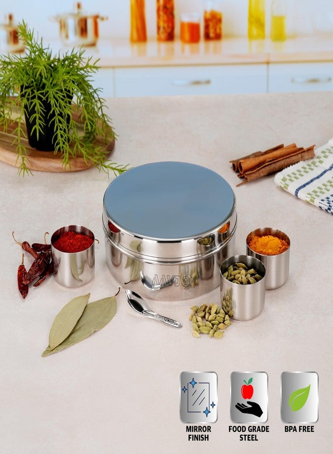 Aavjo Stainless Steel Masala Dabba Spice Storage Box with Airtight Lid | 7 Containers Spoon Set | X-Large Size 2.5 Ltr | Dry Fruits and Spice Organiser for Kitchen - Image 5