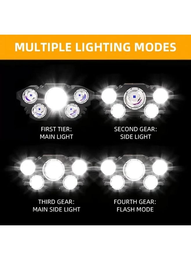 Rechargeable LED Headlamp 5LED Strong Light 4 Modes Portable Headlight For Camping Hiking Fishing - Image 4