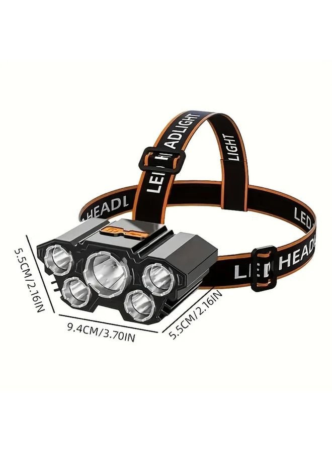 Rechargeable LED Headlamp 5LED Strong Light 4 Modes Portable Headlight For Camping Hiking Fishing - Image 3