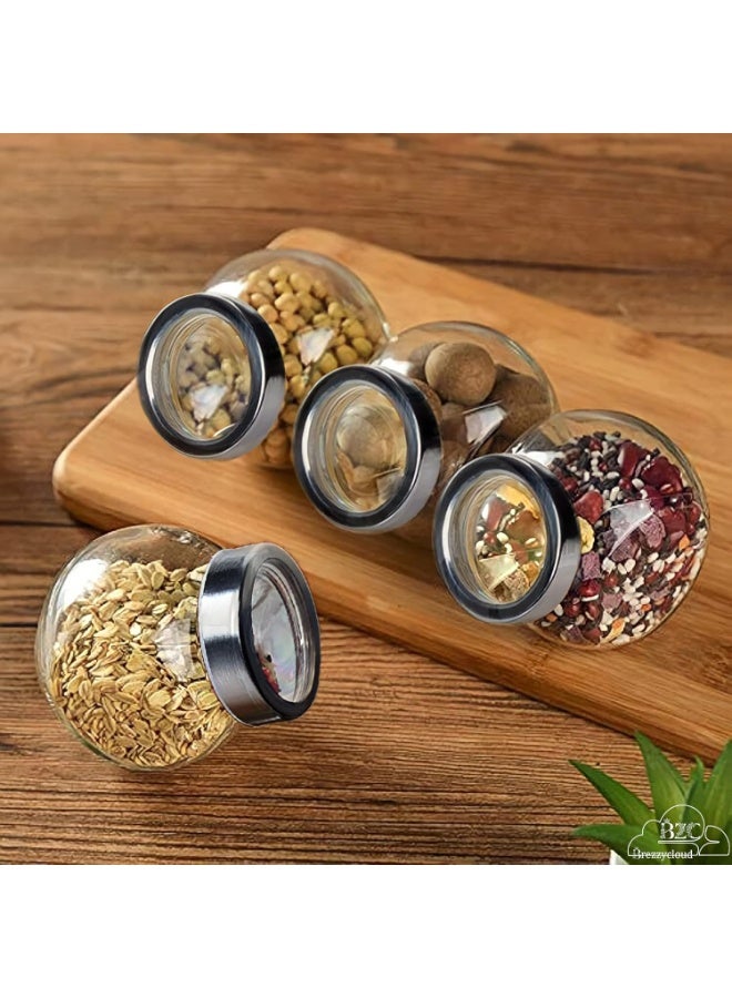 زوبا طقم صندوق توابل برطمانات توابل زجاجية للمطبخ مكون من 4 قطع، شفاف-4410 - Image 1