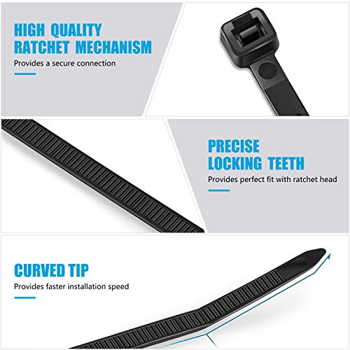 Karoka Zip Ties 12 inch Heavy Duty Zip Ties with 120 Pounds Tensile Strength, Black Cable Ties, 100 Pieces,by Karoka - Image 5