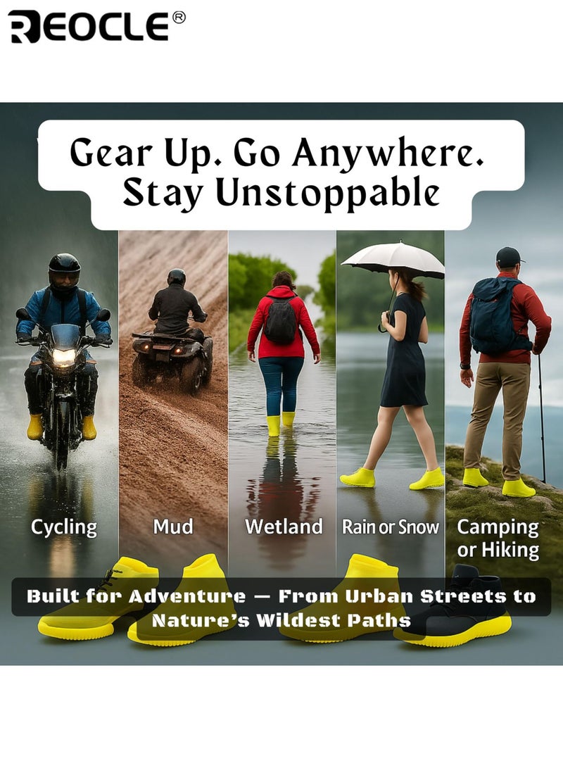 REOCLE 3pcs Unisex Reusable Waterproof Shoe Covers Rainwear Boot Durable Latex Shoe Covers Non-Slip Outdoor Footwear Easy to Clean Hand Wash Only Size 34-37 - Image 3