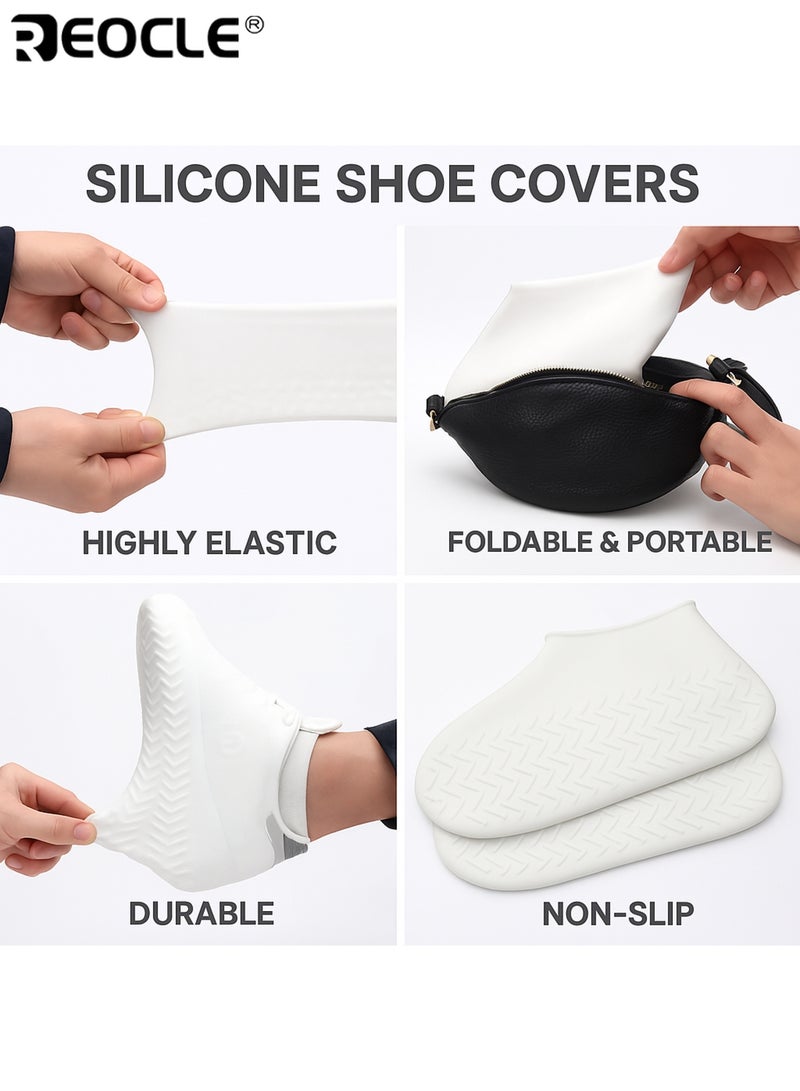 REOCLE 3pcs Unisex Reusable Waterproof Shoe Covers Rainwear Boot Durable Latex Shoe Covers Non-Slip Outdoor Footwear Easy to Clean Hand Wash Only Size 34-37 - Image 5