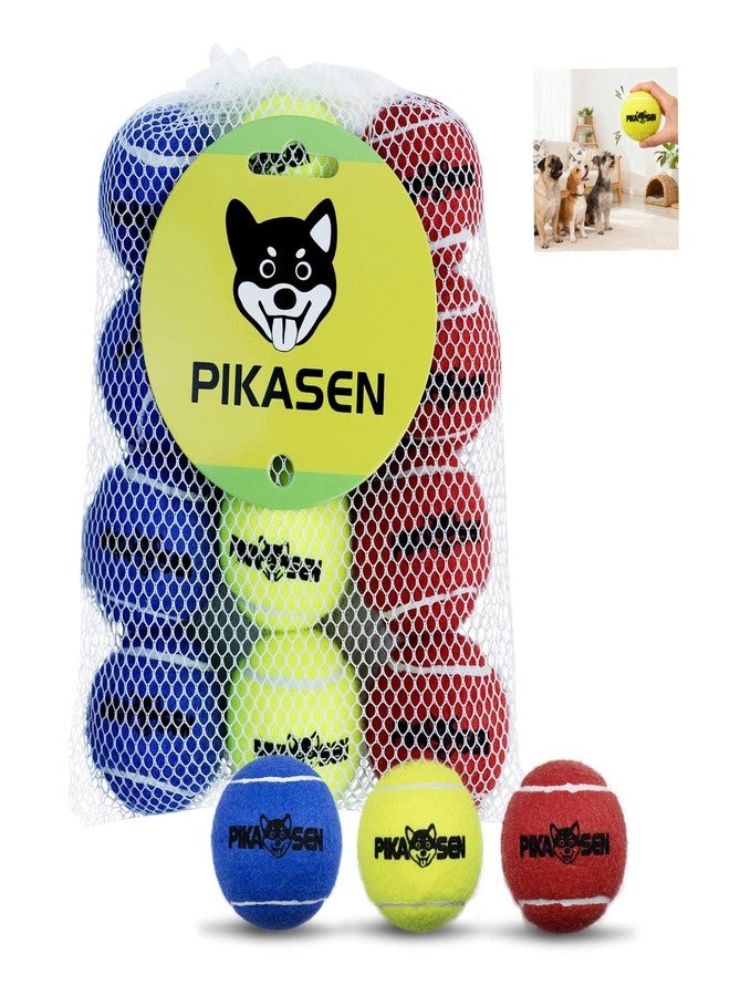 PIKASEN Dog Squeaky Tennis Balls for Pet Playing in 3 Sizes Premium Strong Dog & Puppy Balls for Training, Play, Exercise The Easiest Color for Dogs Red Yellow Blue (Medium-12pack) - Image 1