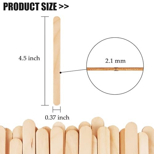 KTOJOY 100 Pcs Craft Sticks Ice Cream Natural Wood Popsicle Craft Sticks 4.5 inch Length Treat Ice Pop Sticks for DIY Crafts - Image 2
