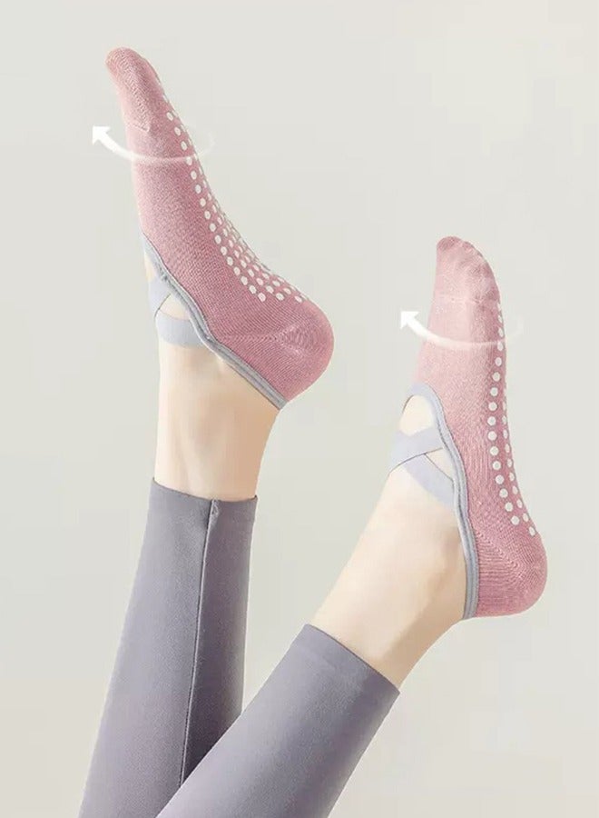 Generic Women's Yoga Socks Non-Slip Grips And Straps Non-Slip Yoga Pilates Socks Great For Pilates Ballet Barefoot Workout Pink - Image 1