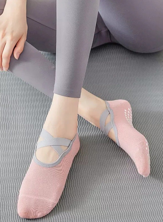 Generic Women's Yoga Socks Non-Slip Grips And Straps Non-Slip Yoga Pilates Socks Great For Pilates Ballet Barefoot Workout Pink - Image 3