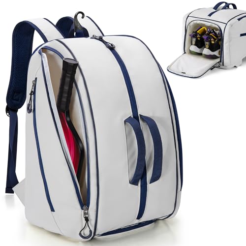 Smasrob Pickleball Bag Fits 24 Paddles Pickleball Backpack with Laptop Pocket Shoe Compartment and Fence Hook Beige - Image 1