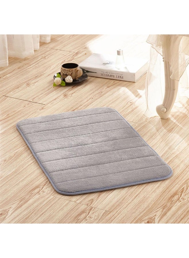 JZS Bath Mat Rug of Memory Foam, Ultra Soft and Non-Slip Bathroom Rugs, Water Absorbent and Machine Washable Bath Rug for Bathroom, Shower, and Tub,40 x 60cm,Grey - Image 1